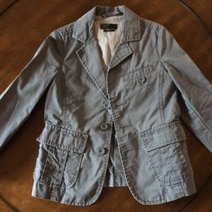 Benetton class boys blue grey blazer size XS 4-5